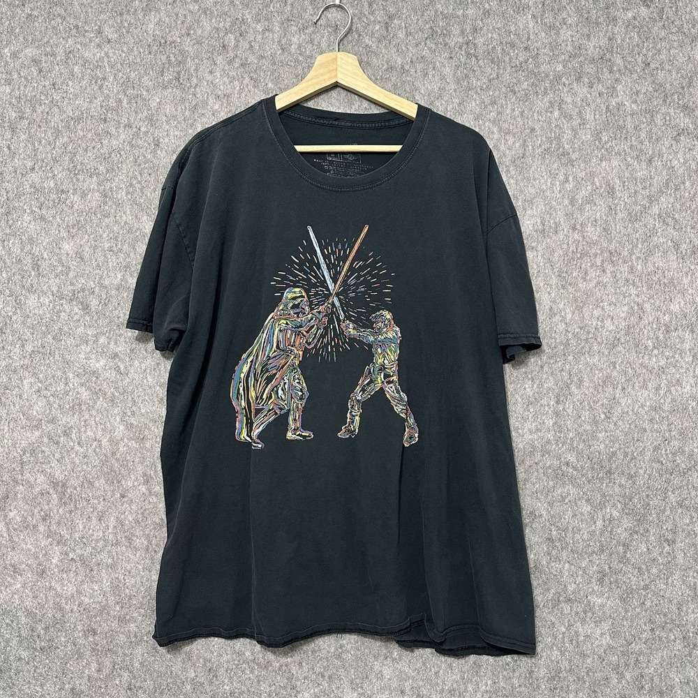 Star Wars Mens 3XL Lightsaber Duel‎ T-Shirt Black Darth Vader Luke Skywalker Tee